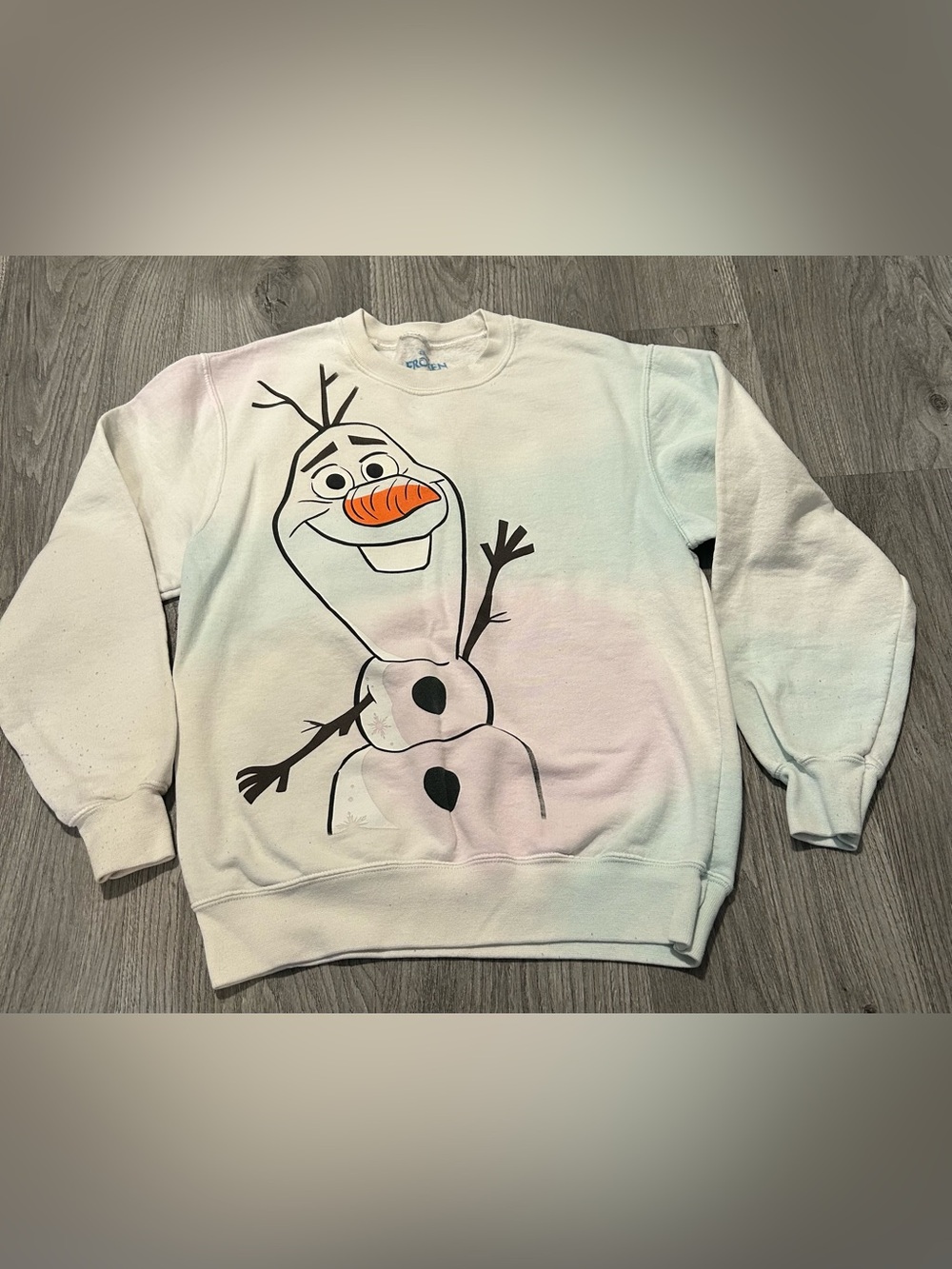 $2 Bundle Add On Olaf Sweatshirt - White Womens XS or Youth XL ( Has wear)
